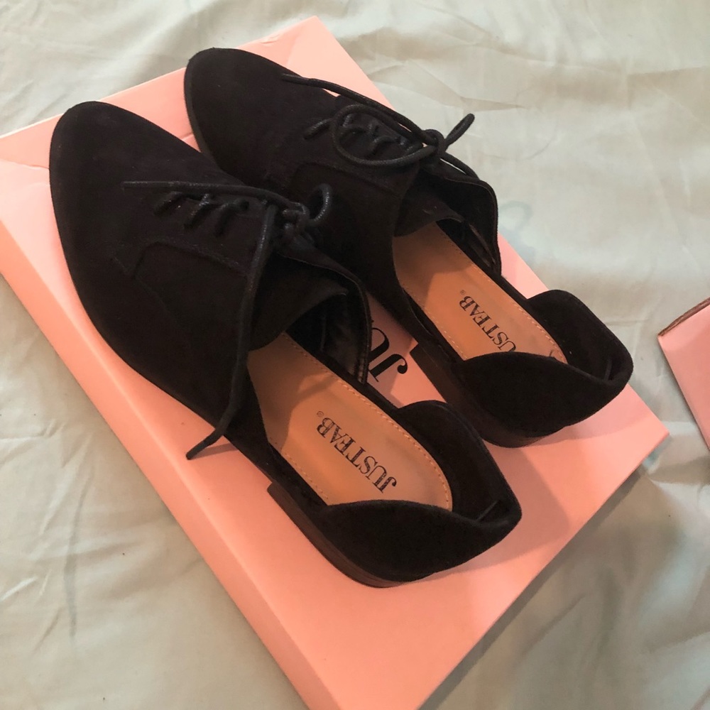 Black Suede Flats JUSTFAB